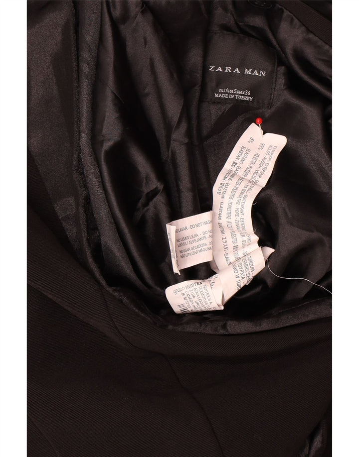 ZARA Γυναικείο Μπουφάν 1 Κουμπί Blazer UK 10 Small Black Polyester