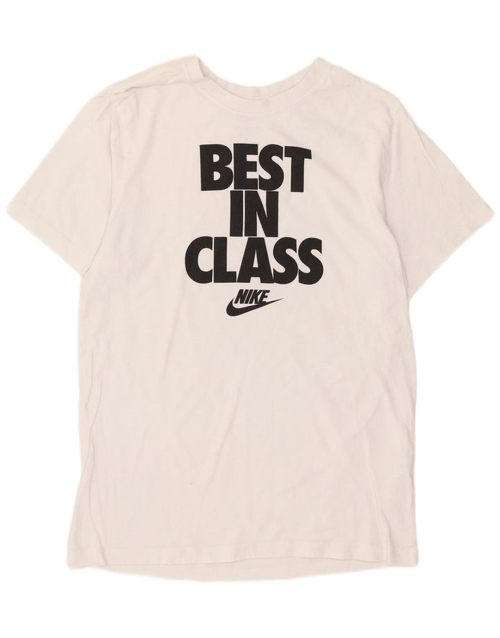 Ανδρικό γραφικό μπλουζάκι Nike, μεσαίο λευκό βαμβακερό