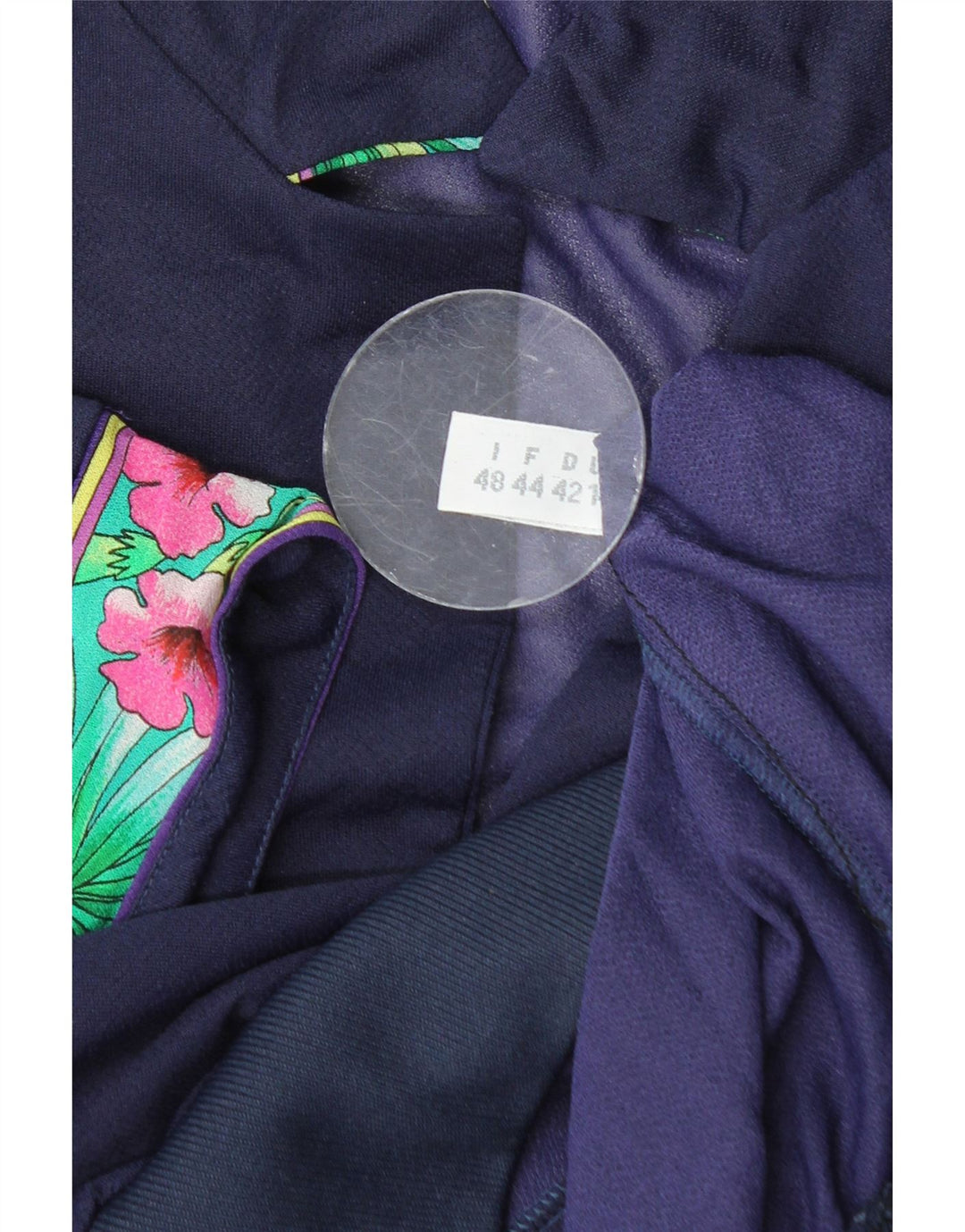 VINTAGE Γυναικεία Crop Μπλούζα Τοπ IT 48 XL Navy Blue Floral