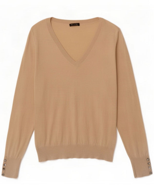 Massimo Dutti Γυναικείο πουλόβερ με V λαιμόκοψη UK 18 XL Μπεζ