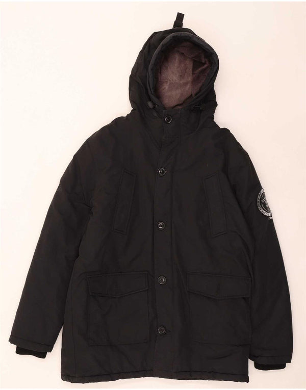 Superdry Ανδρικό παλτό με κουκούλα με επένδυση UK 44 2XL Black Polyester