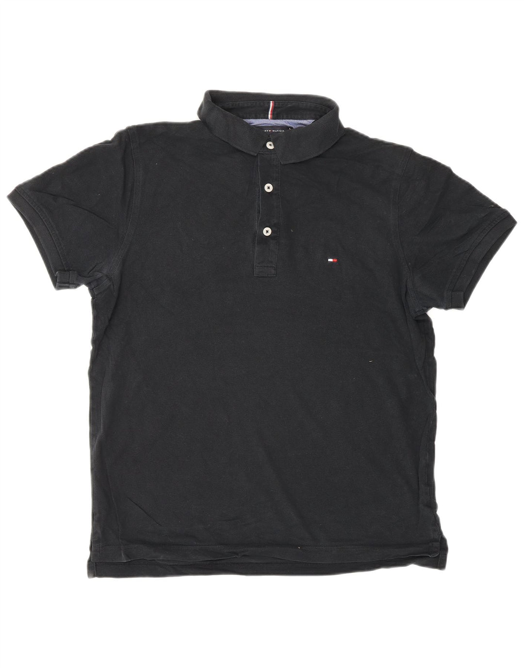 TOMMY HILFIGER Ανδρικό πουκάμισο Polo Slim Fit, μεσαίο μαύρο βαμβακερό