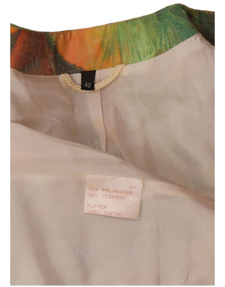 VINTAGE Γυναικείο Longline Abstract Pattern Μπουφάν σακάκι EU 42 Large Green