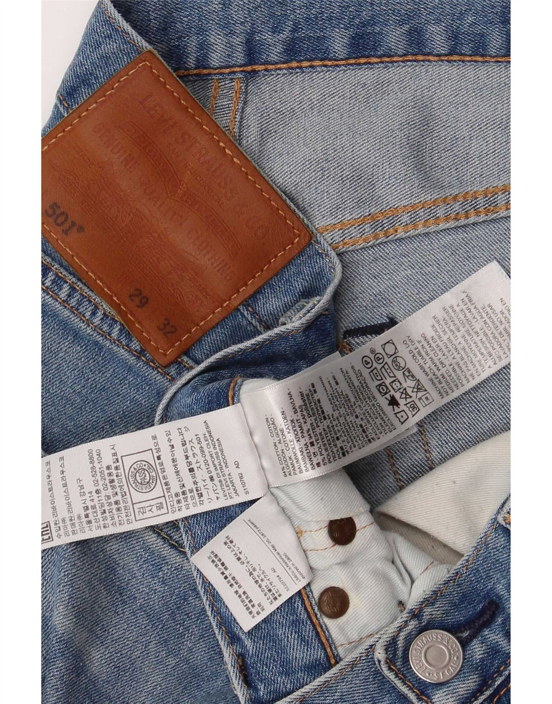 Levi's Mens 501 Straight Jeans W29 L32 Μπλε βαμβακερό