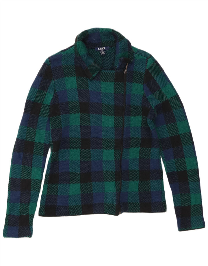 Chaps Γυναικείο πουλόβερ ζακέτας UK 14 Μεσαίο πράσινο βαμβακερό τσεκ