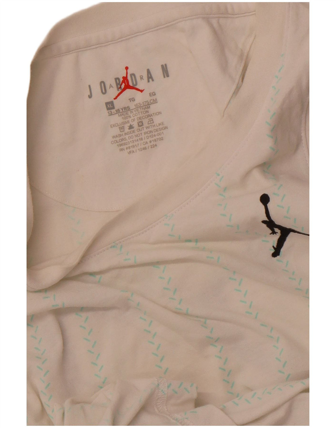 JORDAN Boys Graphic Vest Top 13-14 Years XL Off White Ριγέ βαμβακερό