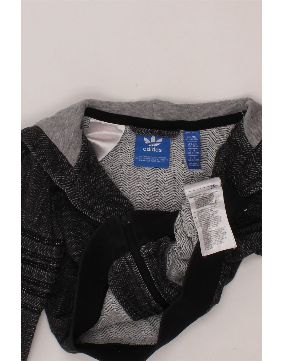 Πουλόβερ ADIDAS Baby Boys Graphic Zip Hoodie 9-12 μηνών Γκρι Chevron