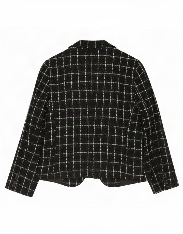 Zara Γυναικείο Μπουφάν σακάκι με 1 κουμπί EU 44 XL Μαύρο καρό ακρυλικό