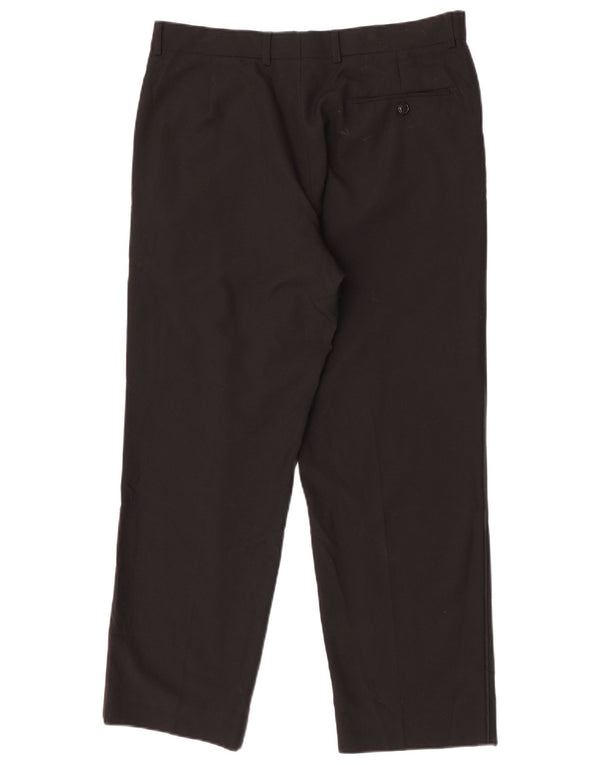 Marks & Spencer Mens Straight Chino Trousers W34 L29 Black Polyester