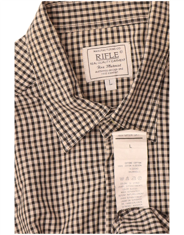 Ανδρικό πουκάμισο Rifle Large Beige Gingham Cotton