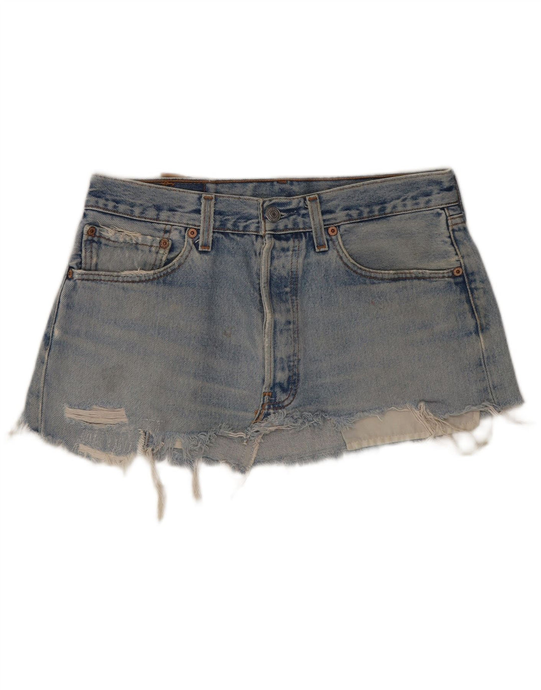 Levi's Womens 501 Distressed Mini τζιν φούστα W31 μεσαίο μπλε βαμβακερό