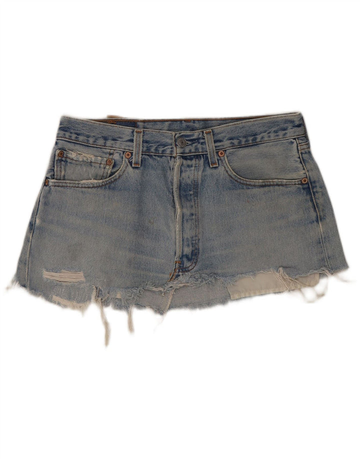 Levi's Womens 501 Distressed Mini τζιν φούστα W31 μεσαίο μπλε βαμβακερό