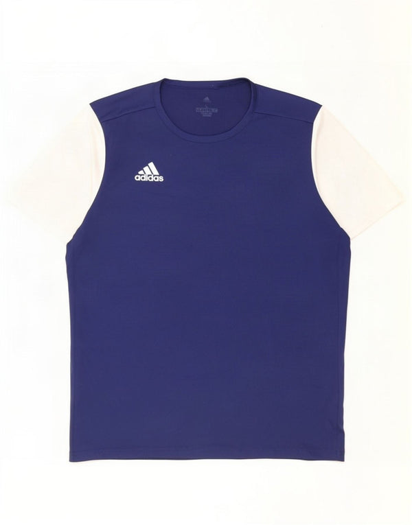 Ανδρικό T-shirt Adidas Climalite Top Large Navy Blue Colorblock Πολυεστέρας