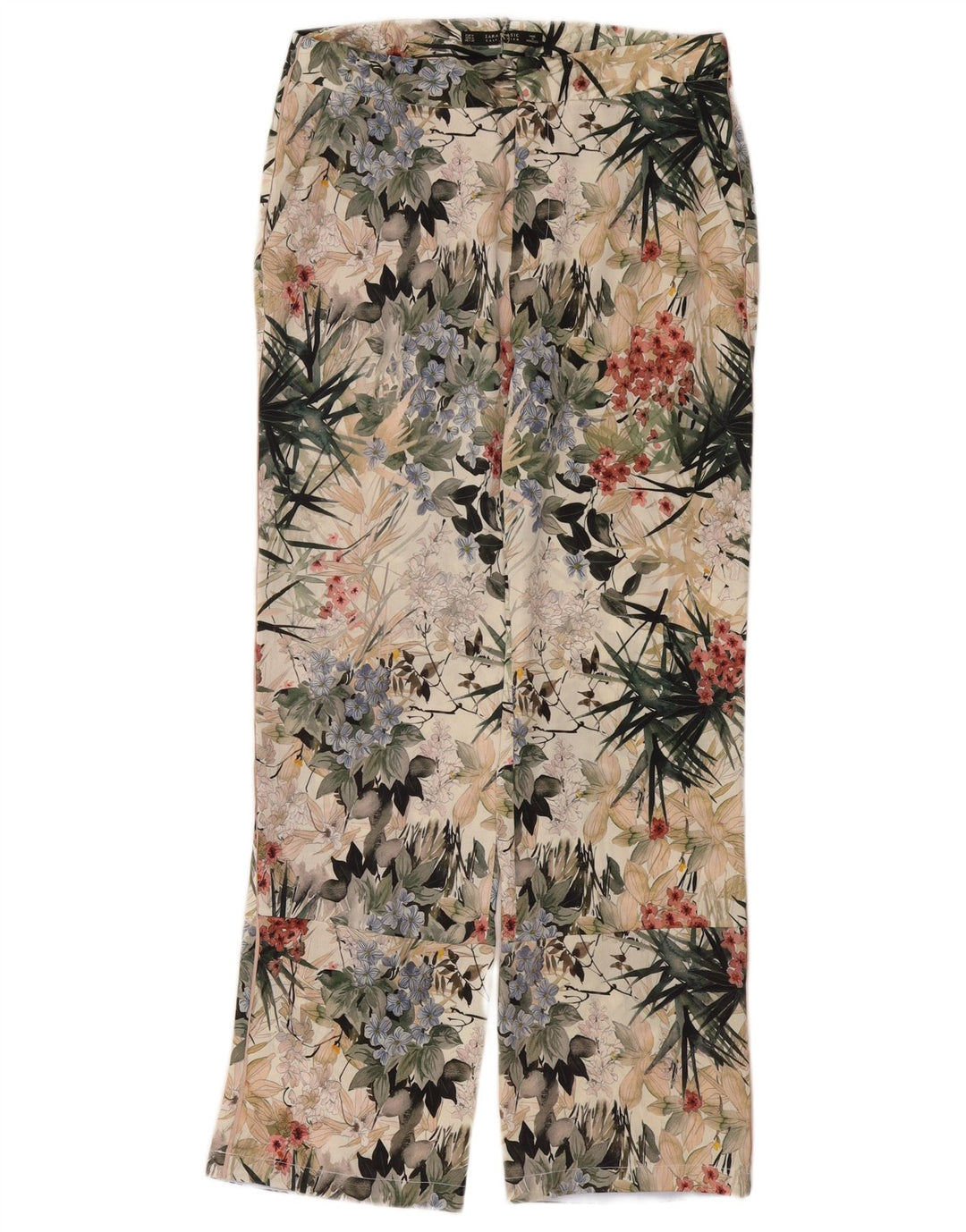 Zara Γυναικείο ίσιο παντελόνι Chino Medium W28 L29 Πολύχρωμο Floral