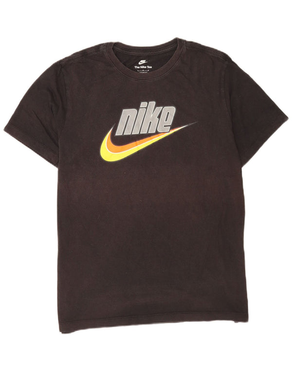Ανδρικό γραφικό μπλουζάκι Nike, μεγάλο μαύρο βαμβακερό