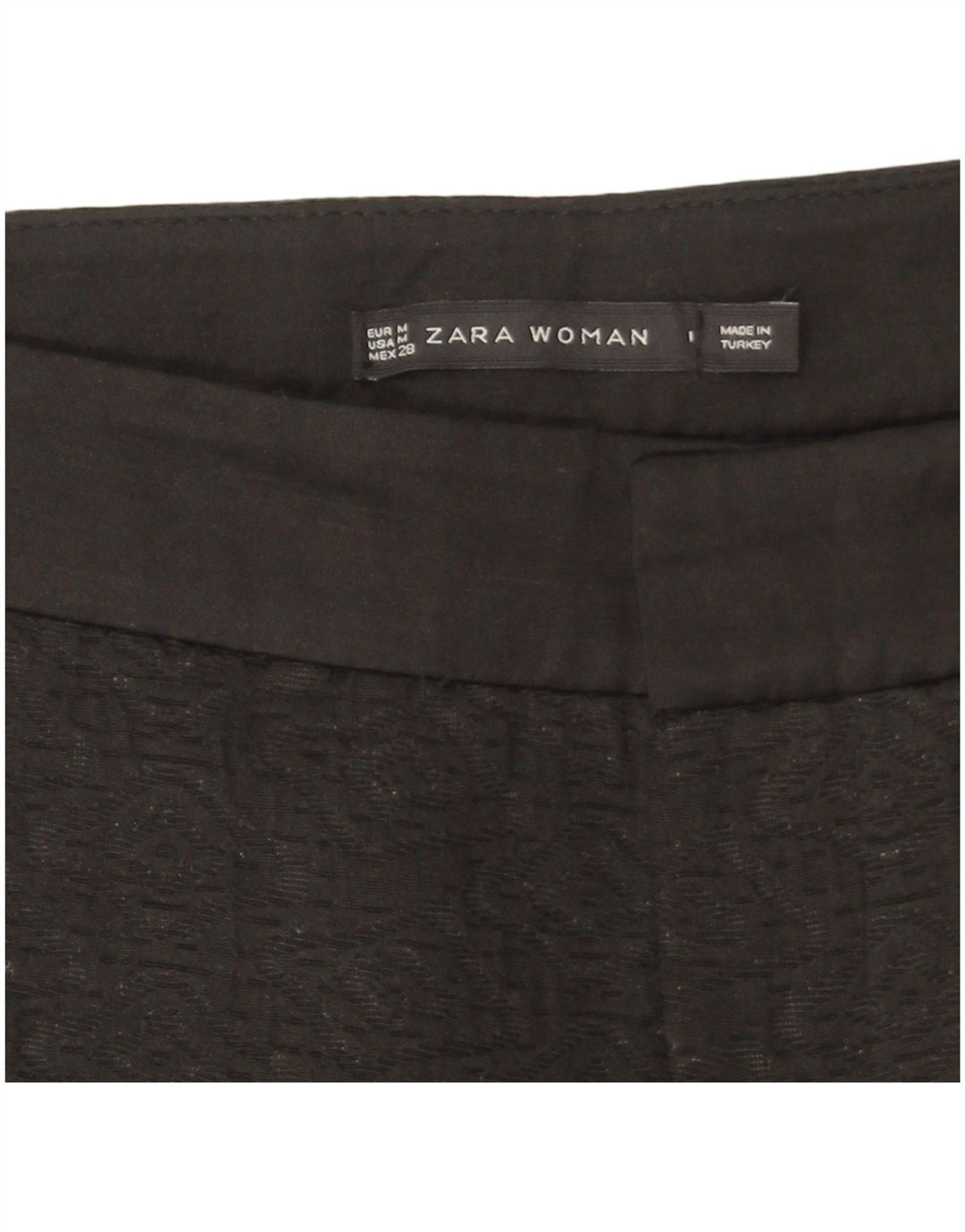 Zara Γυναικείο Slim παντελόνι Chino Medium W28 L27 Μαύρο γεωμετρικό πολυεστέρα