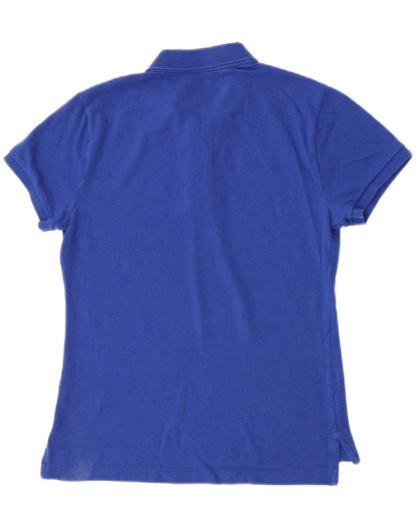 Polo Ralph Lauren Skinny γυναικείο μπλουζάκι πόλο UK 12 μεσαίο μπλε βαμβακερό