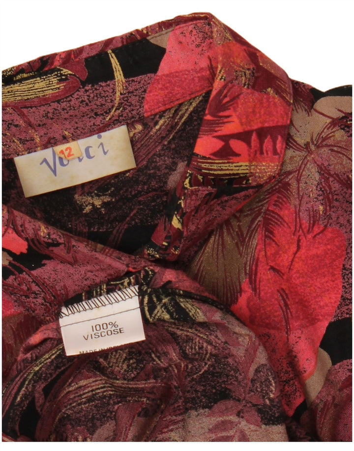 Vintage γυναικεία φούστα 2 τεμαχίων UK 12 Medium W27 Βουργουνδίας Floral Retro