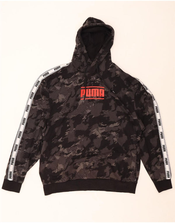 Ανδρικό PUMA Graphic Hoodie Jumper Μεγάλο μαύρο βαμβακερό καμουφλάζ