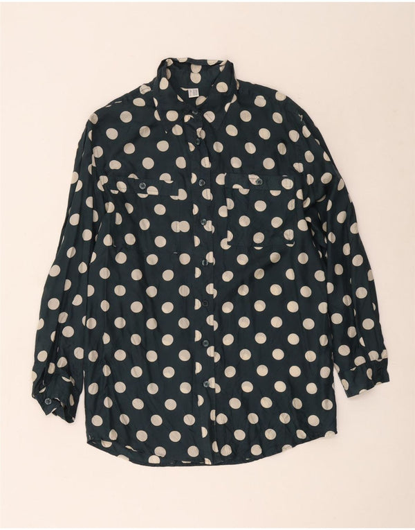 Vintage γυναικείο Longline Relaxed Fit Shirt UK 8/10 Small Navy Blue Pot