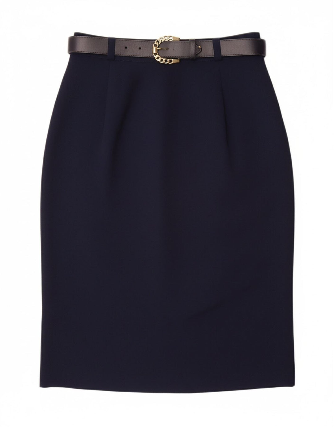 VINTAGE Γυναικεία Pencil Φούστα UK 10 Small W26 Navy Blue Polyester