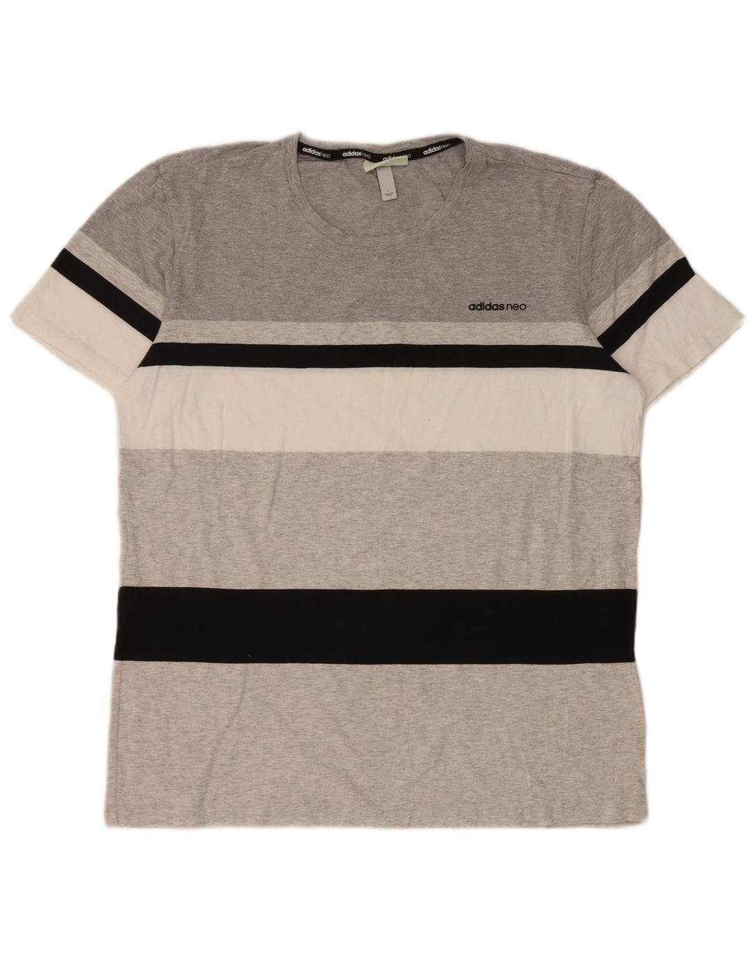 Ανδρικό T-Shirt Adidas Top μεγάλο γκρι βαμβακερό ριγέ