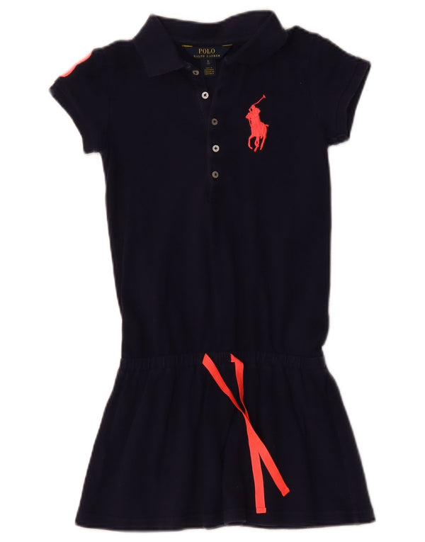 Polo Ralph Lauren Girls Graphic Drop Waist φόρεμα 6-7 ετών Small Navy Blue
