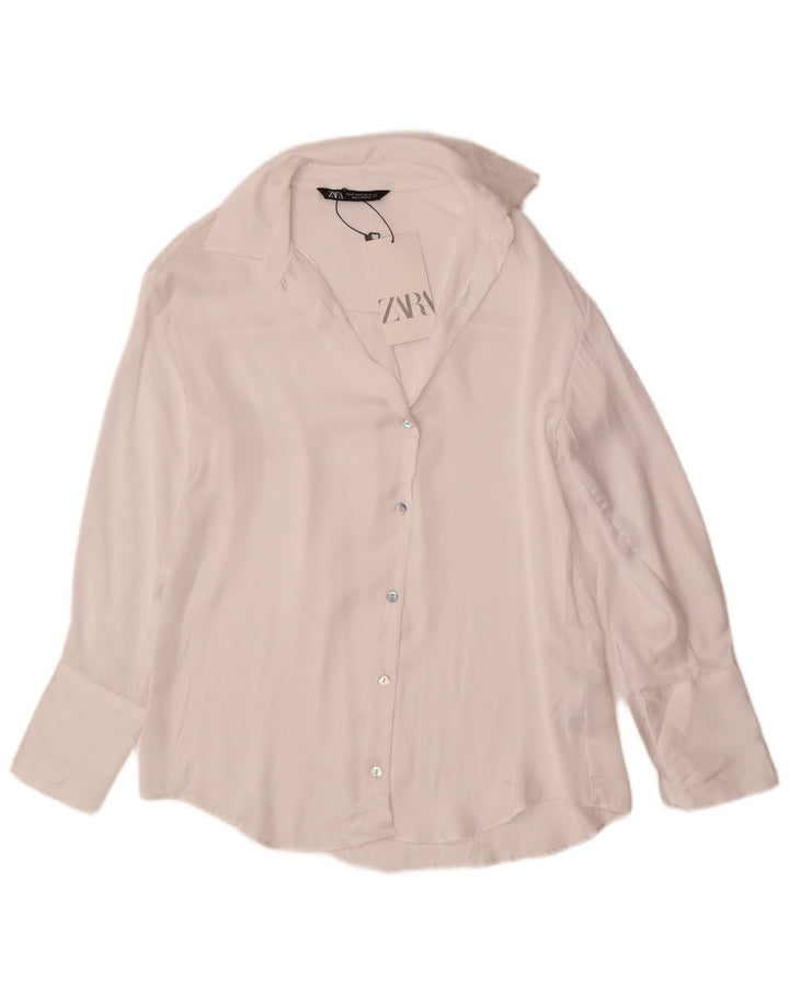 ZARA Γυναικείο πουκάμισο Oversized UK 6 XS Λευκό Πολυεστέρας