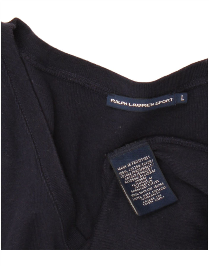 RALPH LAUREN Γυναικείο T-Shirt Top UK 14 Large Navy Blue από βαμβάκι