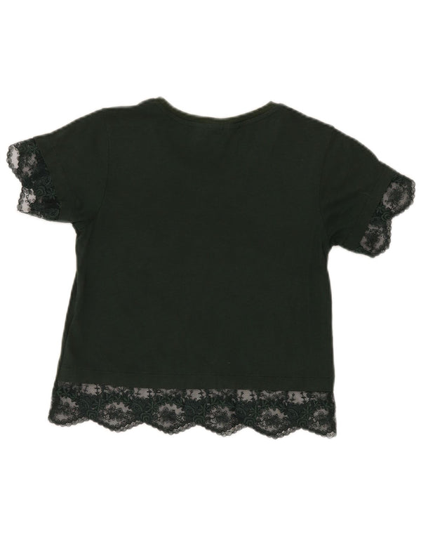 Topshop Γυναικεία Petite Crop Μπλούζα Top UK 4 XS Green Floral Modal