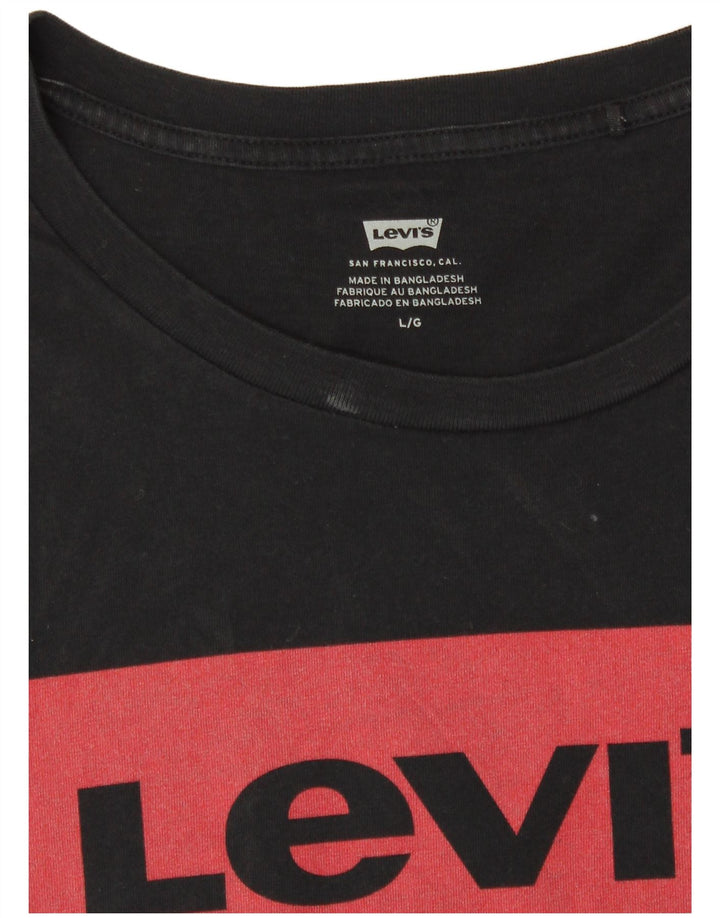 LEVI'S Womens Graphic T-Shirt Top UK 16 Large Black
