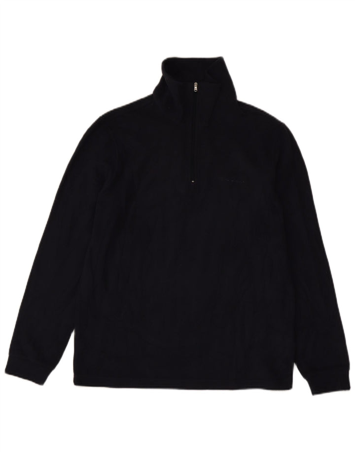 CHAMPION Mens Zip Neck Fleece Jumper Small Navy Blue Polyester