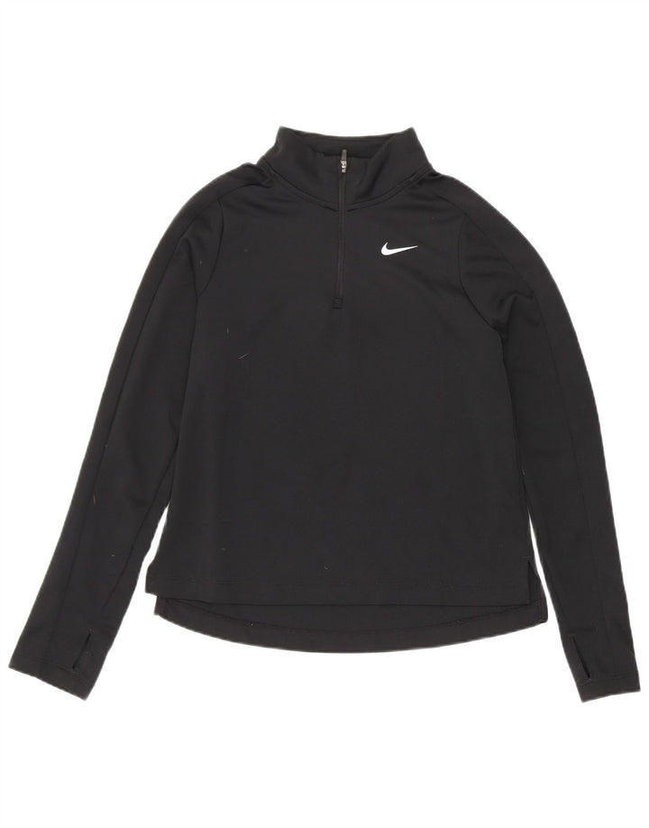 Φόρμα Nike Girls Dri Fit με φερμουάρ πουλόβερ φόρμα 10-11 ετών, μεσαίο μαύρο