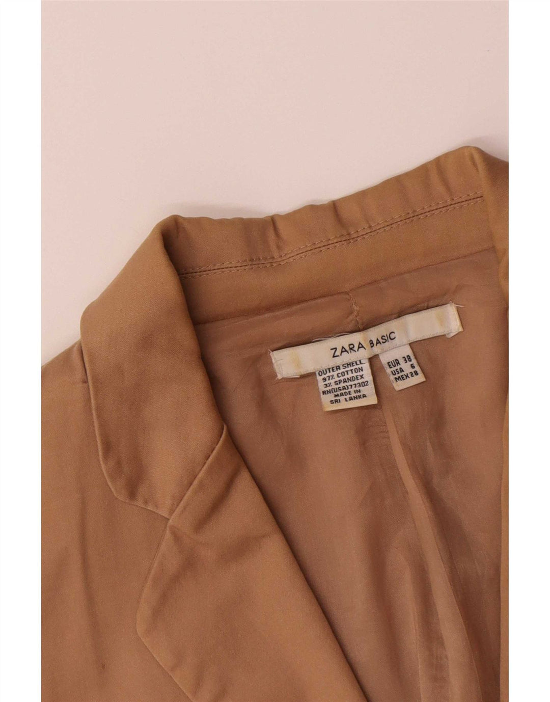 Zara Γυναικείο Μπουφάν σακάκι με 1 κουμπί EU 38 Μικρό καφέ βαμβακερό