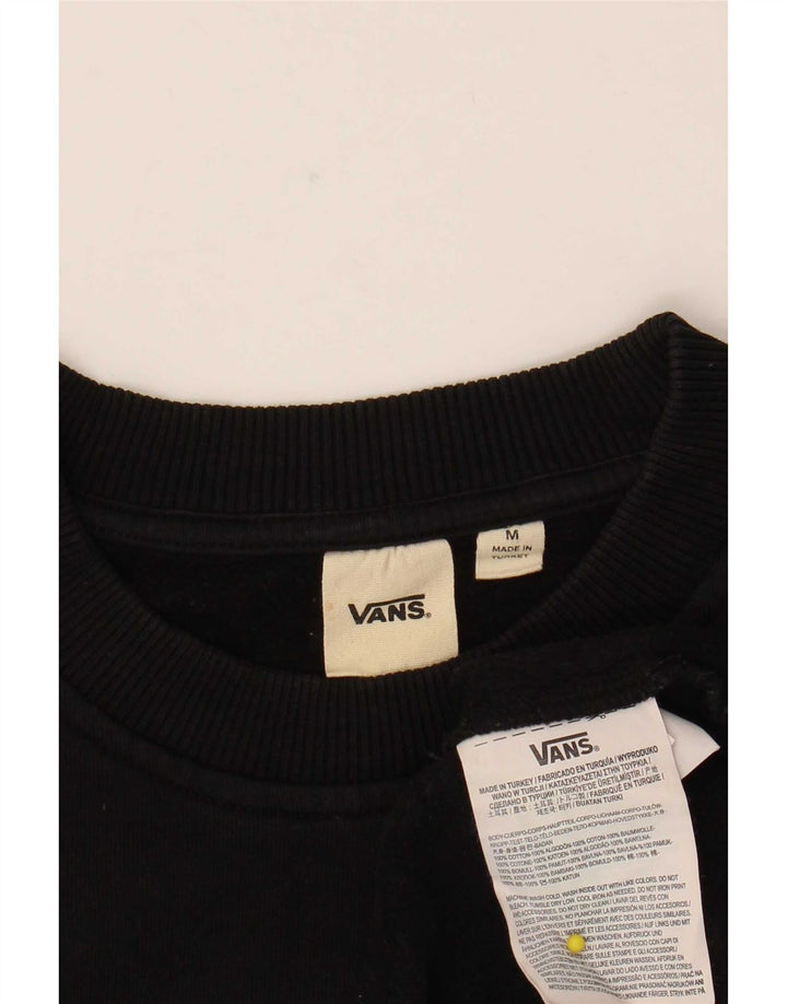 Vans Womens Crop Graphic Φούτερ Jumper UK 14 Medium Black Geometric
