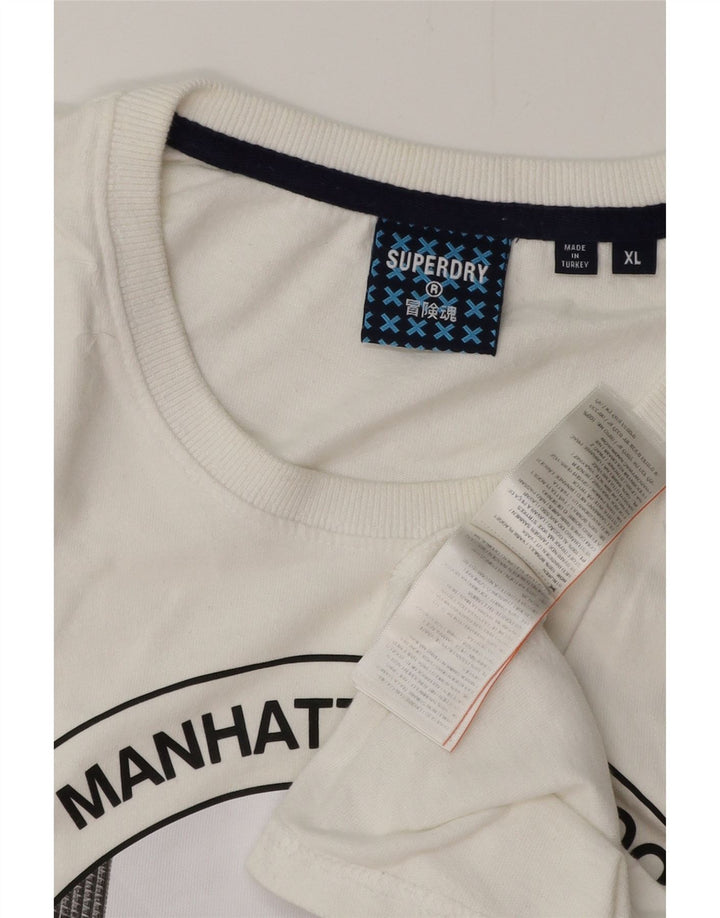 Γυναικείο γραφικό μπλουζάκι SUPERDRY Top UK 18 XL Λευκό βαμβακερό