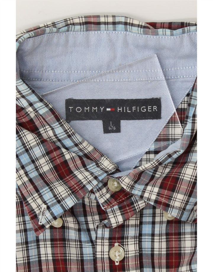 TOMMY HILFIGER Mens Shirt Large Blue Check Vintage Tommy Hilfiger and Second-Hand Tommy Hilfiger from Messina Hembry 
