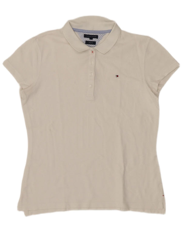 Tommy Hilfiger Γυναικείο Slim Fit Polo Shirt UK 12 Medium White