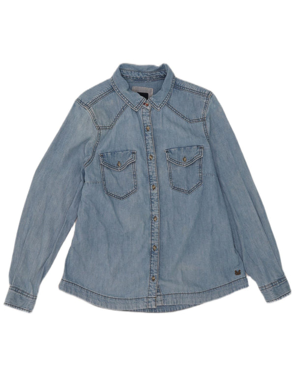 Crew Clothing Γυναικείο τζιν πουκάμισο UK 14 μεγάλο μπλε βαμβακερό