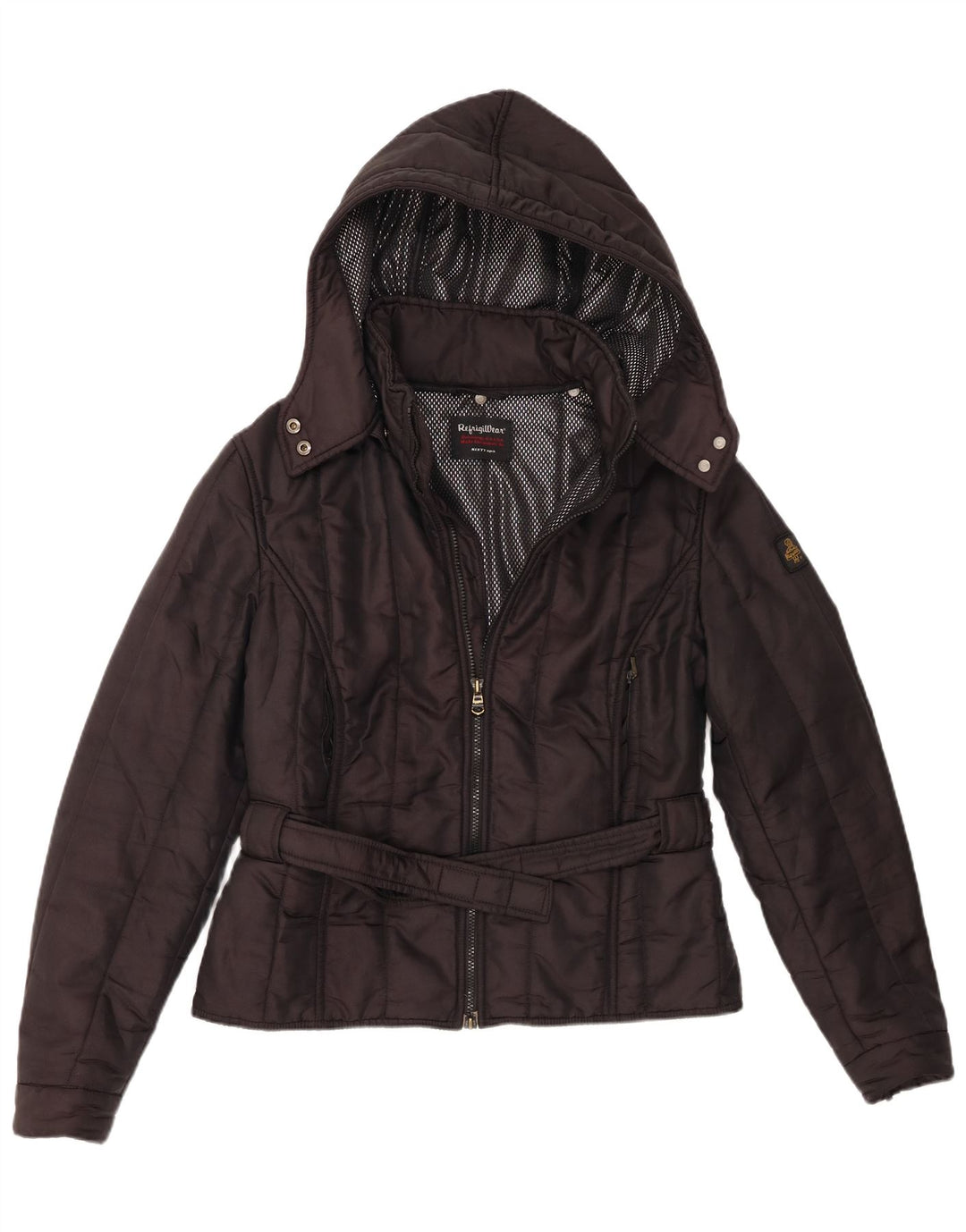 Refrigiwear Γυναικείο μπουφάν με κουκούλα αντιανεμικό UK 16 μεγάλο μαύρο πολυαμίδιο