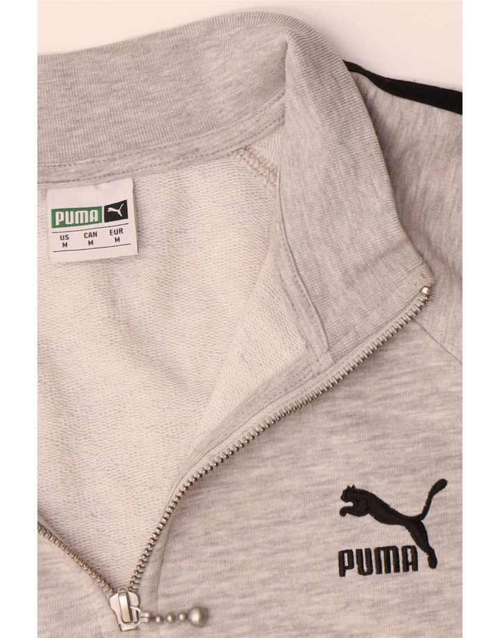 Ανδρικό φούτερ Puma με φερμουάρ, βαμβακερό μεσαίο γκρι