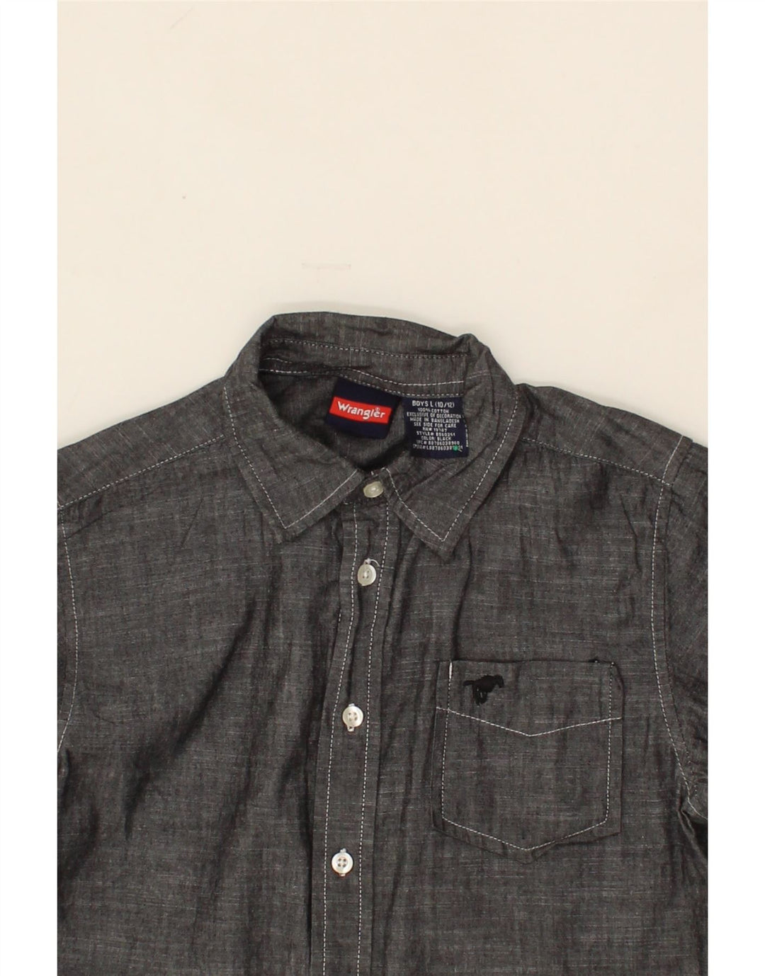 WRANGLER Boys Shirt 10-11 Years Large Grey Cotton Vintage Wrangler and Second-Hand Wrangler from Messina Hembry 