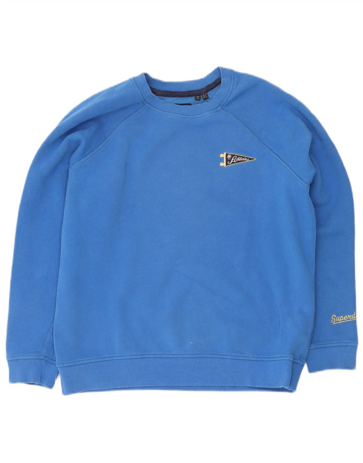 Superdry Γυναικείο Φούτερ μεγάλου μεγέθους Jumper UK 12 Μεσαίο Μπλε Βαμβακερό