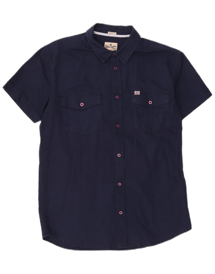 Ανδρικό πουκάμισο Wrangler Slim Fit μεγάλο μπλε ναυτικό βαμβακερό