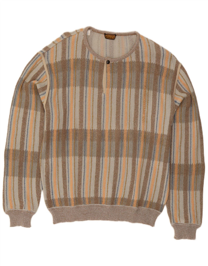 Vintage ανδρικό πουλόβερ με λαιμό IT 54 XL Γκρι βαμβακερό