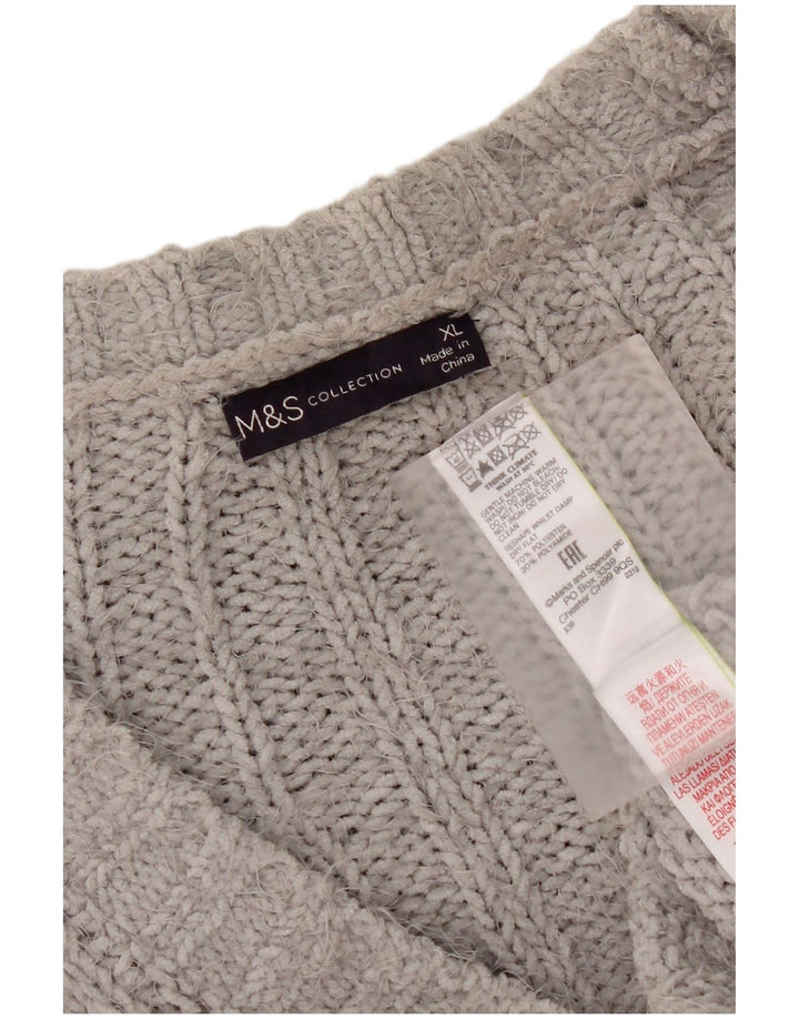 Marks & Spencer Γυναικείο πουλόβερ με ζακέτα μεγάλου μεγέθους UK 18 XL Γκρι πολυεστέρας
