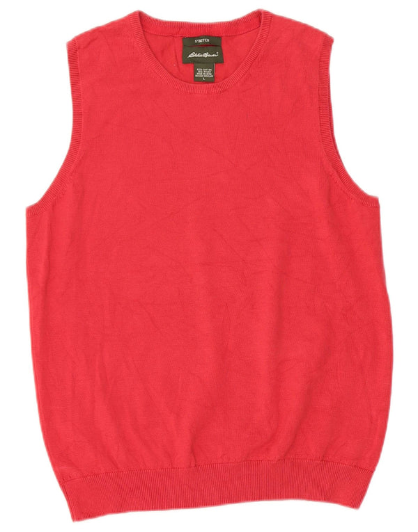 Eddie Bauer Womens Vest Tank Top UK 14 Large Red Cotton