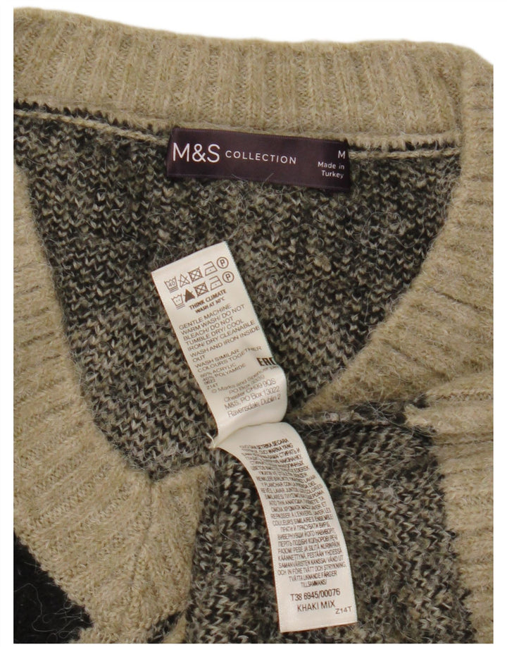 Marks & Spencer Γυναικείο πουλόβερ με λαιμόκοψη με V λαιμόκοψη UK 14 Medium Khaki
