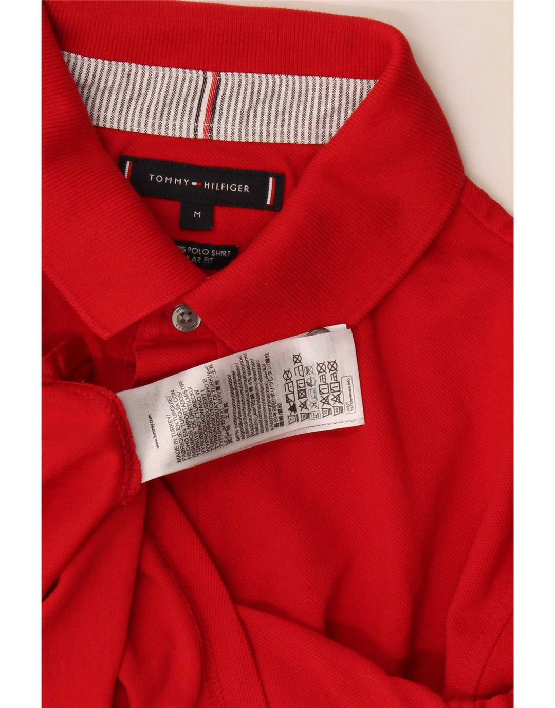 Tommy Hilfiger Ανδρικό πουκάμισο Polo με κανονική εφαρμογή, μεσαίο κόκκινο βαμβακερό