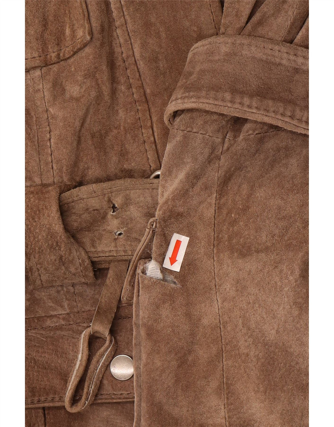 Zara Γυναικείο Suede Utility Jacket UK 12 Medium Brown Δερμάτινο
